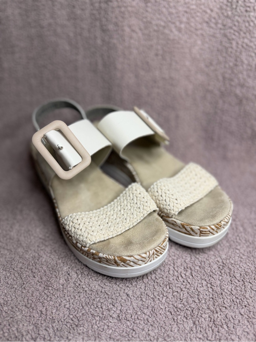 Rieker Antistress Women’s Cream Woven Platform Sandals Size 39 EU
